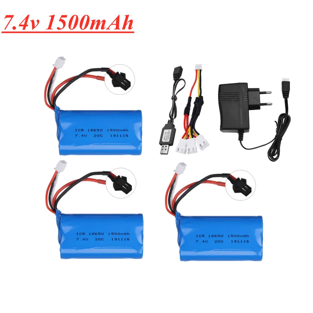 Аккумулятор lipo 7 4 В 1500 мАч 18650 для WPL MN99S D90 U12A S033g Q1 H101