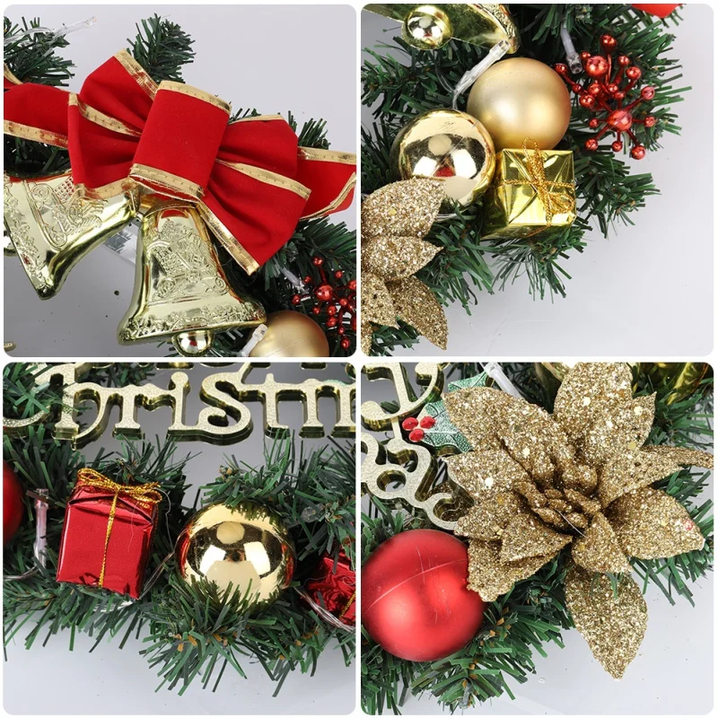 

Christmas Wreath Birthday Gifts With Battery Powered LED Light String Front Door Hanging Garland Holiday Home Decor