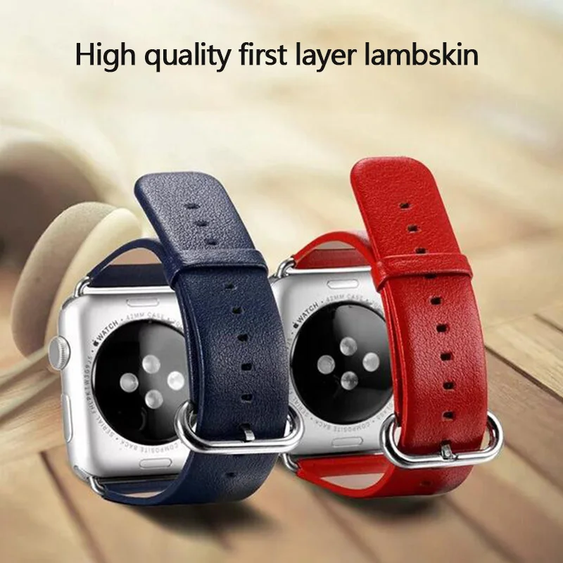 Ремешок из натуральной телячьей кожи 44 мм 40 мм для Apple Watch 42 мм iwatch 5 4 3 ремень 38 мм Женский браслет с разъемом адаптера