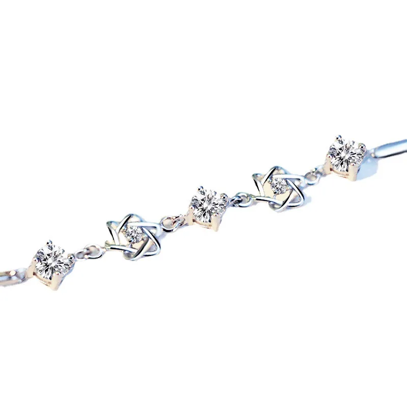 

Fashion 2021 Woman Accesories 925 Sterling Silver Six Star Bracelet Female Korean Edition Sweet Simple Niche Design Zircon Ornam