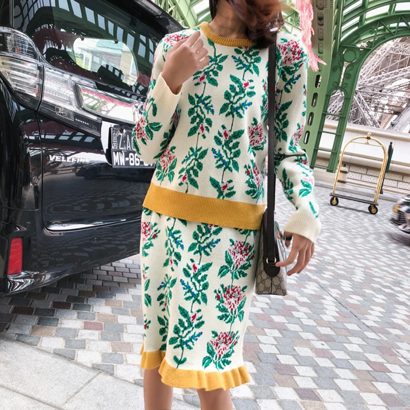 Роскошный брендовый дизайнерский комплект из 2 предметов вязаный свитер с