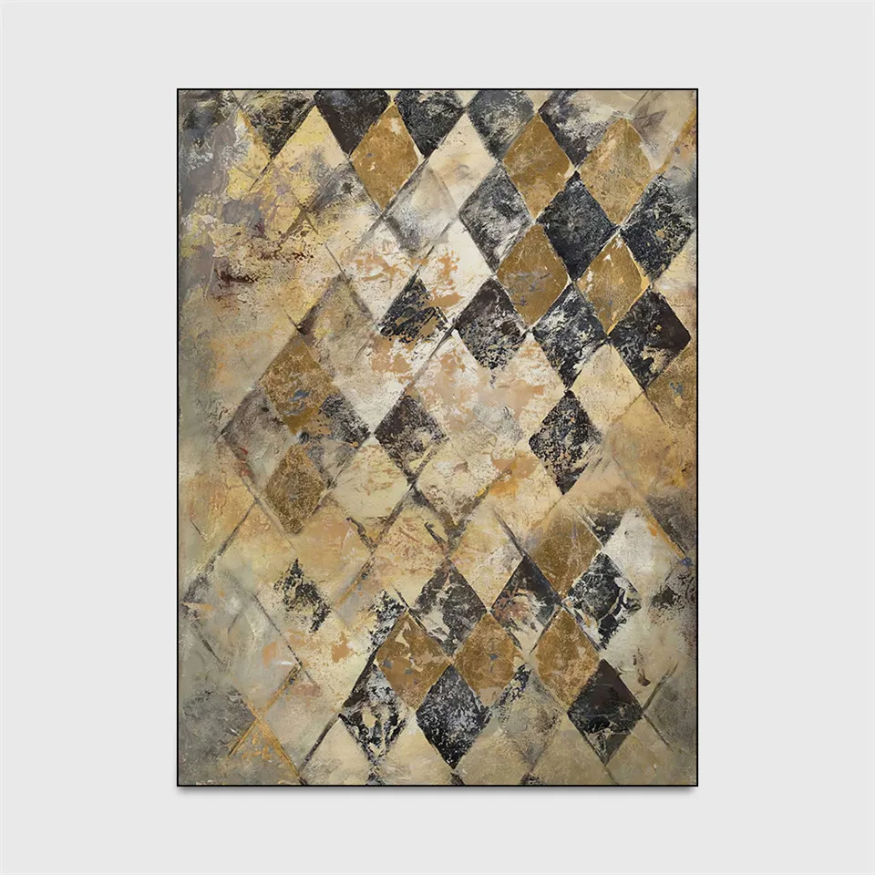 

Retro European Carpet Geometric Rhomic Plaid Bed Carpet Brown Oil Painting Pattern Floor Rug And Carpet Vintage Nordic Style