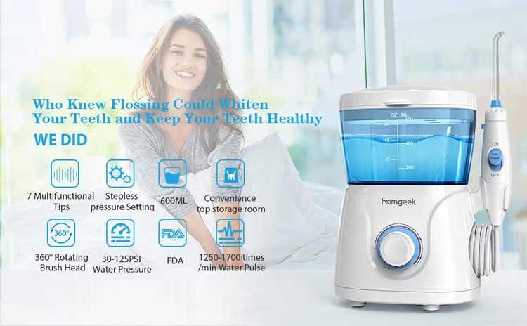 Homgeek ирригатор для полости рта, 7 шт., 600 мл, ирригатор для воды, ирригатор для чистки зубов, ирригаторы для чистки зубов