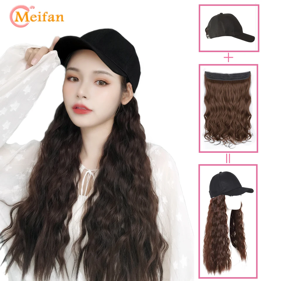 MEIFNA бейсболка парик из синтетических волос черный коричневый цвет длинные