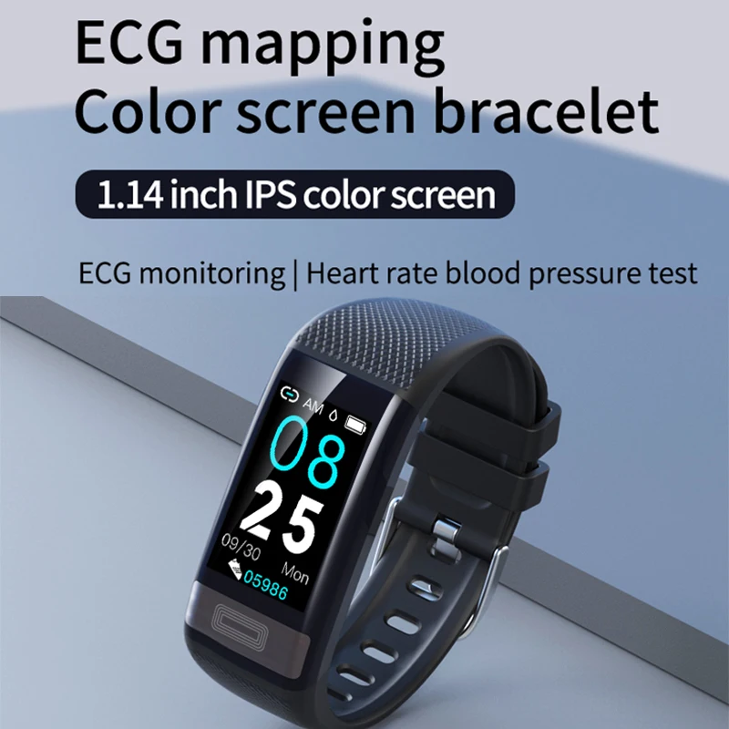 ЭКГ кровяное давление часы водонепроницаемый IP67 умный Браслет 1 14 дюймов браслет