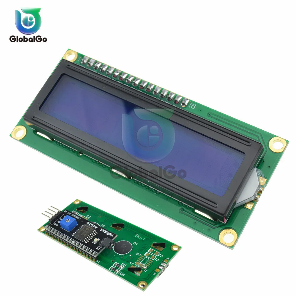 With adapter LCD1602 1602 LCD Module Blue Yellow Green Backlight LCD Screen Display With Adapter IIC I2C Interface 5V for arduino - Цвет: With adapter