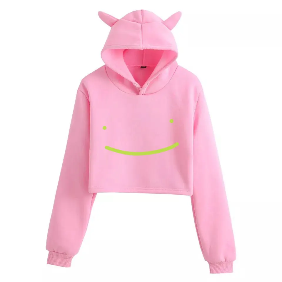 

Укороченная Толстовка Dream Merch, свитшоты, Женский пуловер с котом для девочек, милый спортивный костюм Харадзюку