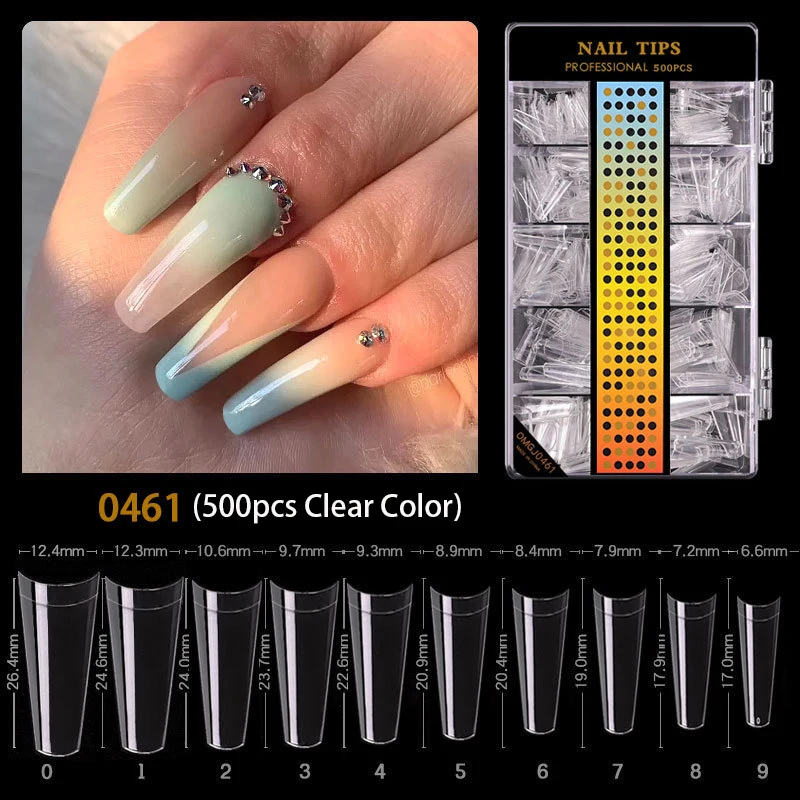 500 шт. поддельные Длинные накладные ногти Clear/натуральный кривая C искусственного