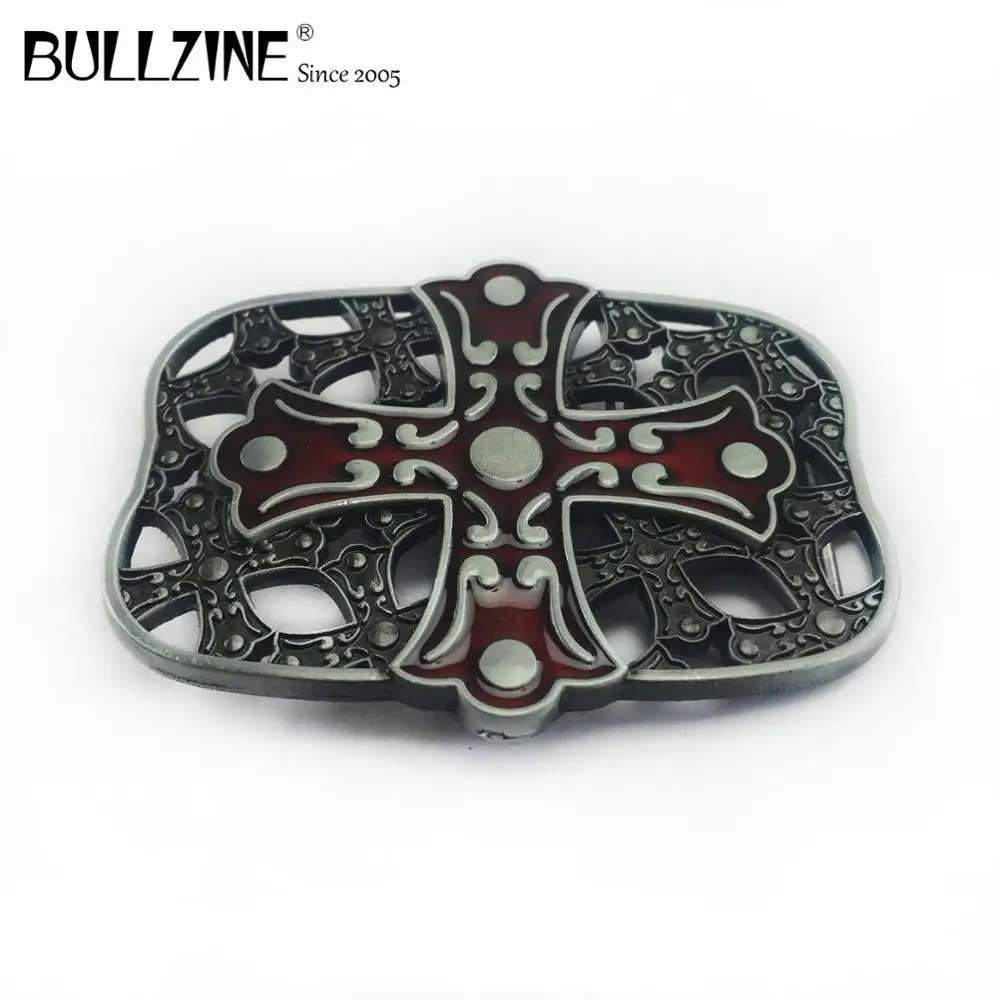The Bullzine Cross belt buckle with red enamel pewter finish FP-02240 suitable for 4cm width | Дом и сад