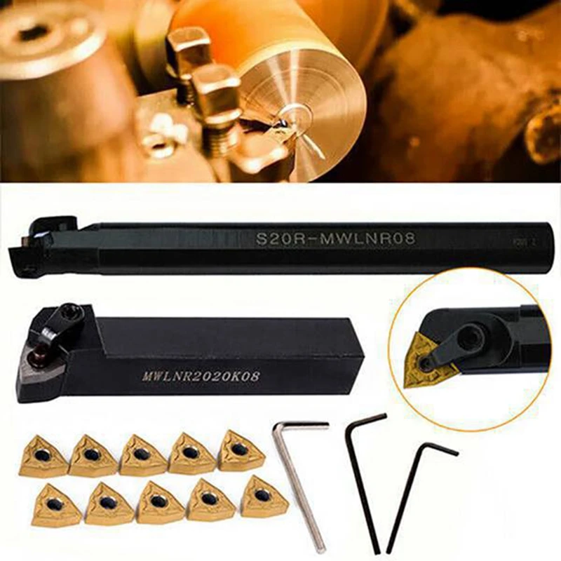 

Turning Tool Set MWLNR2020K08+ S20R-MWLNR08+10 WNMG080404 Blades