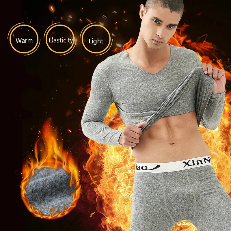 Мужское термобелье Fanceey с V-образным вырезом длинные штаны теплые толстые