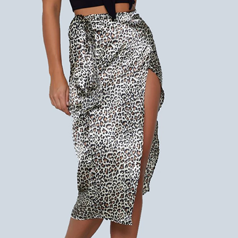 

GAOKE Women Skirt Summer Fashion Sexy Print High Waist Irregular Split Bandage Pencil Skirt Daily Casual 2021 dropship