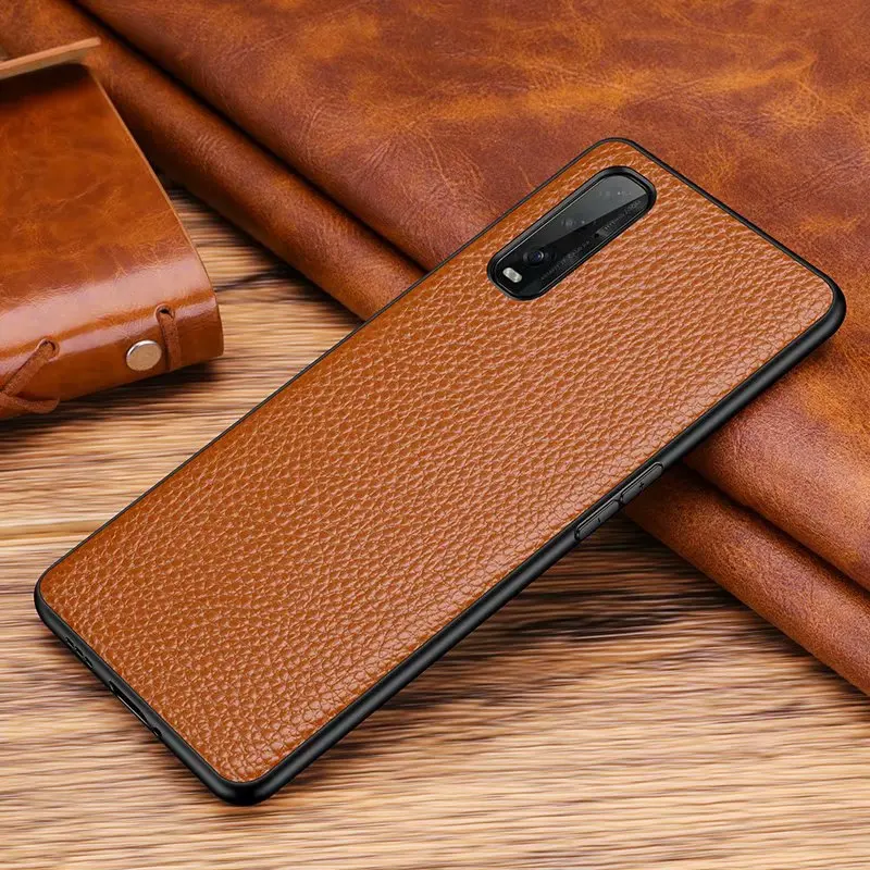 genuine cow leather case for oppo find x2 pro case funda soft litchi grain genuine leather case for oppo find x2 pro back cover free global shipping