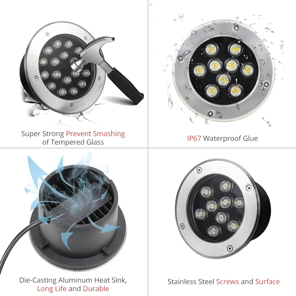 Лестничные светильники RGB 12V Floor Lamps 3W 6W 9W 12W 15W 18W 24W 36W Plaza Garden Terrace Светодиодный