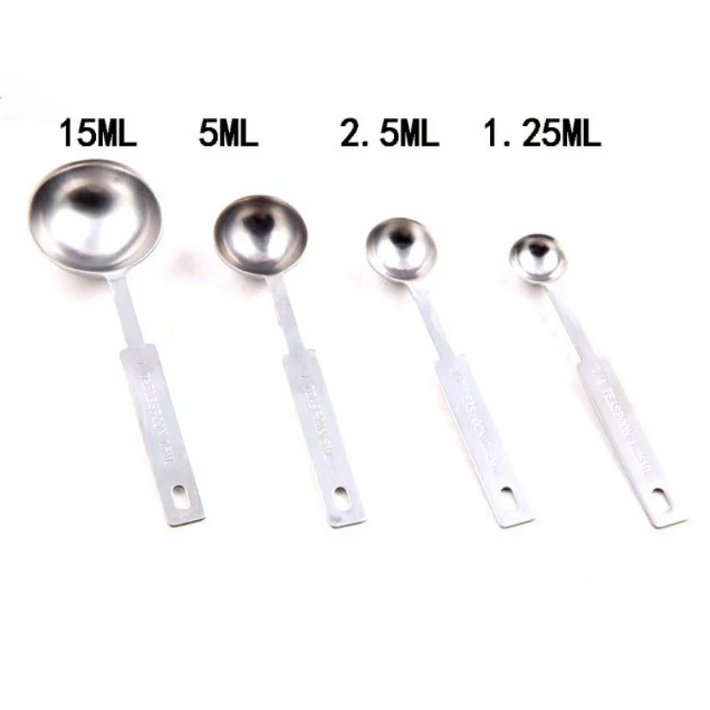 

New NEW Four Pieces Set Stainless Steel Measuring Spoon Cup Seasoning Scoops Sauce Spoon Practical furniture
