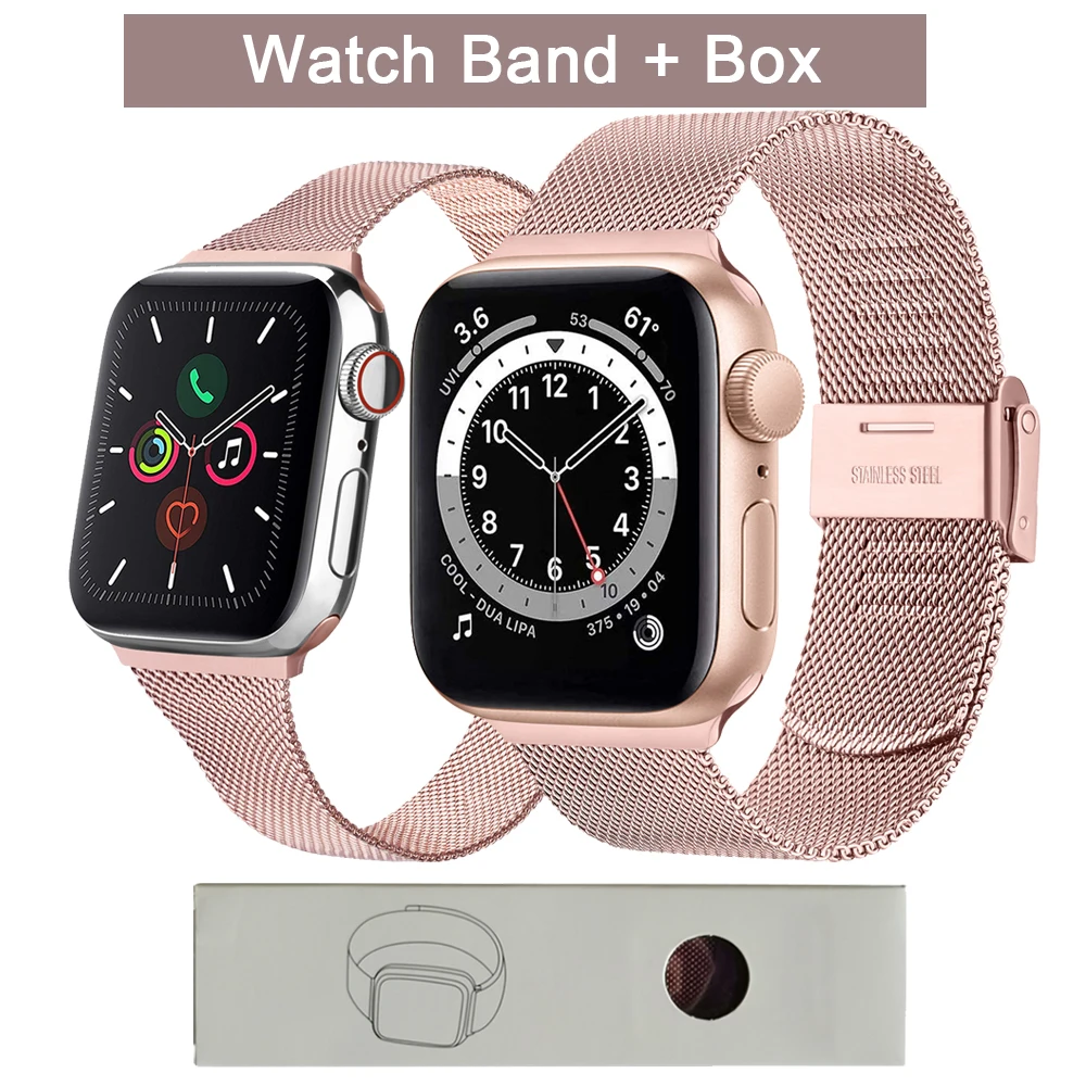 

Thin Thick Milanese Band For Apple Watch Band 7 41mm 45mm Stainless Strap Bracelet For iWatch 6 5 4 3 2 1 SE 38mm 42mm 40MM 44MM