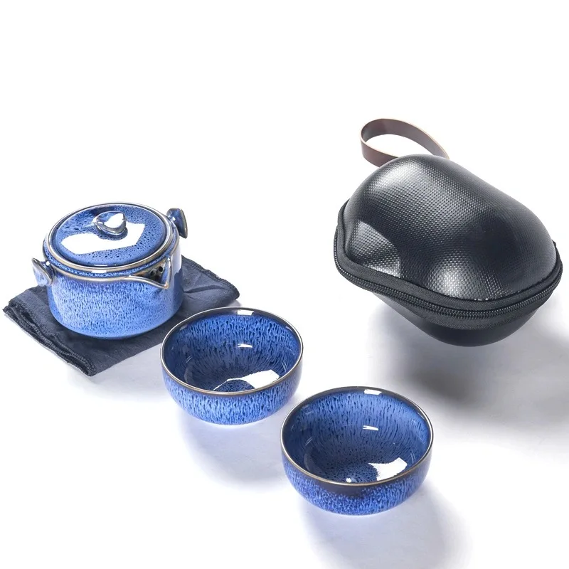 

High Quality Ceramic Tea Set Include 1 Pot 2 Cups Tea Pot Portable Travel Kettle Office Tea Sets Drinkware
