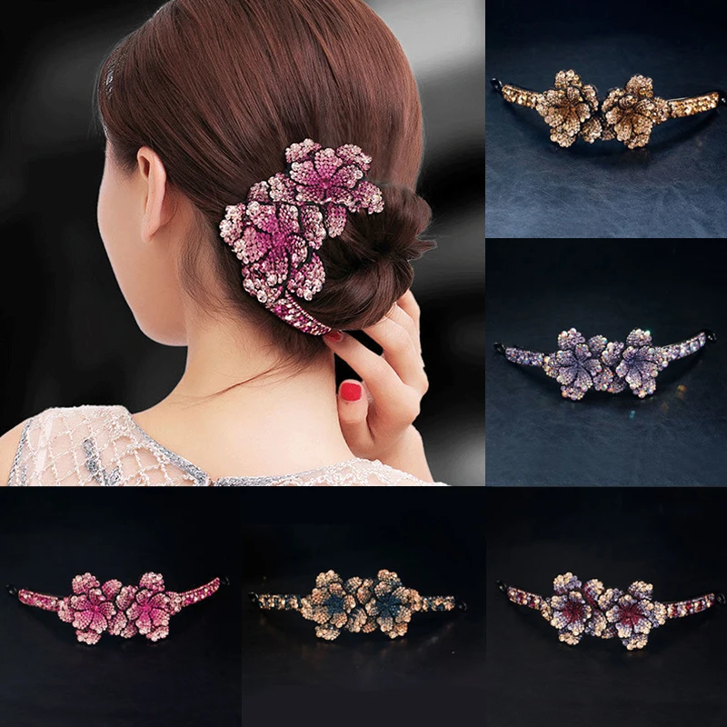 Украшение для волос с кристаллами Стразы заколка конского хвоста женская