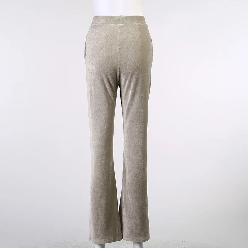 

KALENMOS Flare Pants Women 2020 Autumn Winter Clothing Hight Waist Solid Office Lady Work Slim Wide Leg Pant Streetwear Trousers