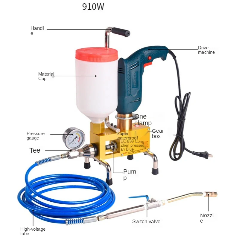 810/910W Epoxy injection pump / Polyurethane foam Grouting Machine Steel Hose concrete repair crack 999 high quality grout - купить по