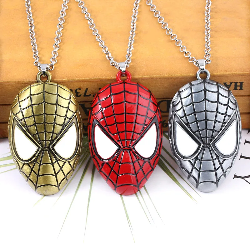 

Super Heros Spider Mask Pendant Necklace Fashion Punk Jewelry Gifts For Boys Mans Party Necklaces