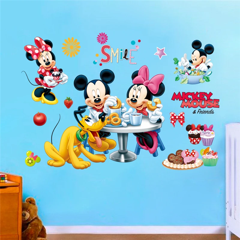 

Disney Mickey Minnie Mouse Pluto Wall Decals Kids Rooms Party Home Decor Cartoon 25*70cm Wall Stickers Pvc Mural Art Diy Posters
