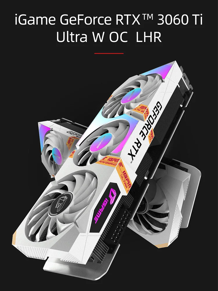 

Colorful Graphics Card with Three Fans iGame GeForce RTX 3060 Ti Ultra W OC LHR 8G Computer Gaming Graphics Card