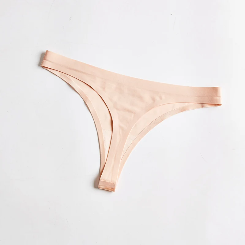 Nude 1 шт., женское нижнее белье, бесшовные шелковые трусики, сексуальные, спортивные, женские, Т-образные, одноцветные, мягкие стринги для женщин, новые трусики BANNIROU - Цвет: Nude