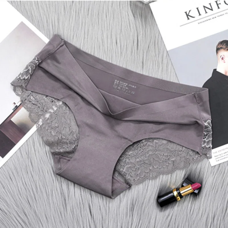 Модные кружевные трусики бесшовное нижнее белье нейлоновые шелковые для девушек