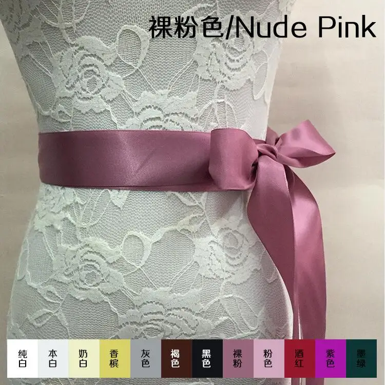 Nude Pink JaneVini элегантный черный атласный свадебный пояс со стразами пояса ручной работы лента вышитый бисером пояс Невеста для свадебного платья аксессуары - Цвет: Nude Pink