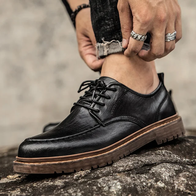Men Shoes Brogue Casual Shoes Men Genuine Leather Shoes Work Boots Business Casual Sneakers 5