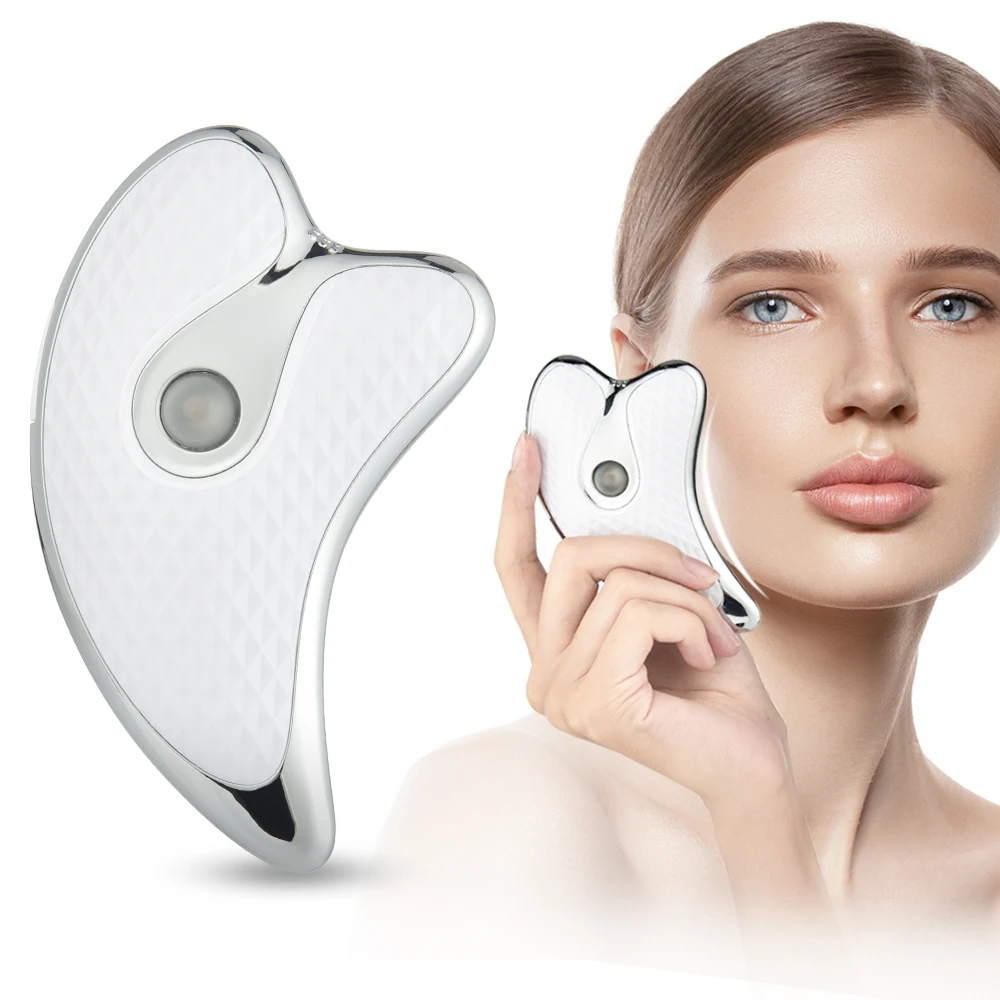 Face Lift Guasha Massager Electric Gua Sha Board Heated Vibrating Facial Massager Red Blue Therapy Scraping Plate Slimming Tools