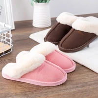 2020 luxury faux suede home women full fur slippers winter warm plush bedroom non slip couples shoes indoor ladies furry slipper