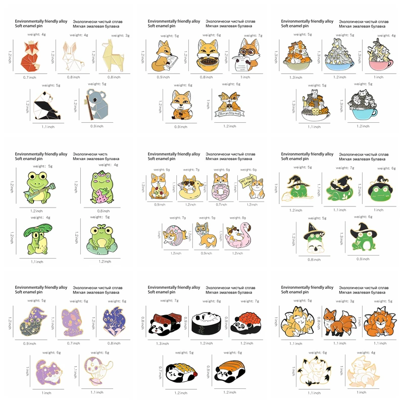 4-7Pcs/Set Cartoon Animals Collection Cat Wizard Frog Enamel Pin Animal Hat Badge Clothes Bag Jewelry Anime Gifts For Kids Women - купить по