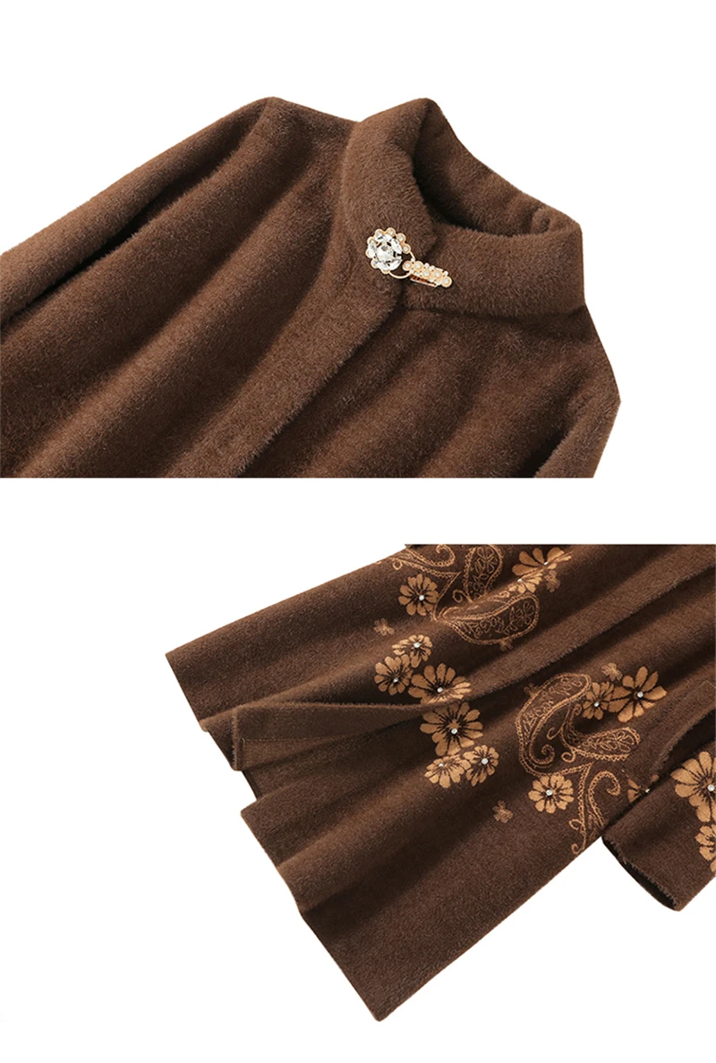 

Autumn Winter New women's jacket Imitation mink velvet coats loose water knit cardigan Long Female Thick Warm Faux Mink fur Coat