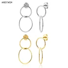 Серьги-подвески ANDYWEN, серебристые и золотистые, 10 мм, 15 мм, 2021