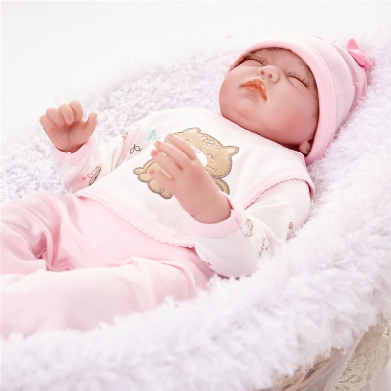 

22 Inches Looking Lifelike Realistic Baby Silicone Newborn Care Close Eyes Toy XX9E