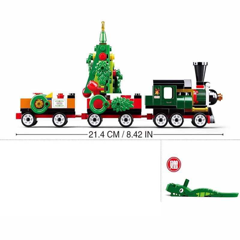 

SLUBAN Christmas Village Train Snowman Figures Building Blocks Christmas Winter Bricks Education Toys For Children Gifts 565 PCS