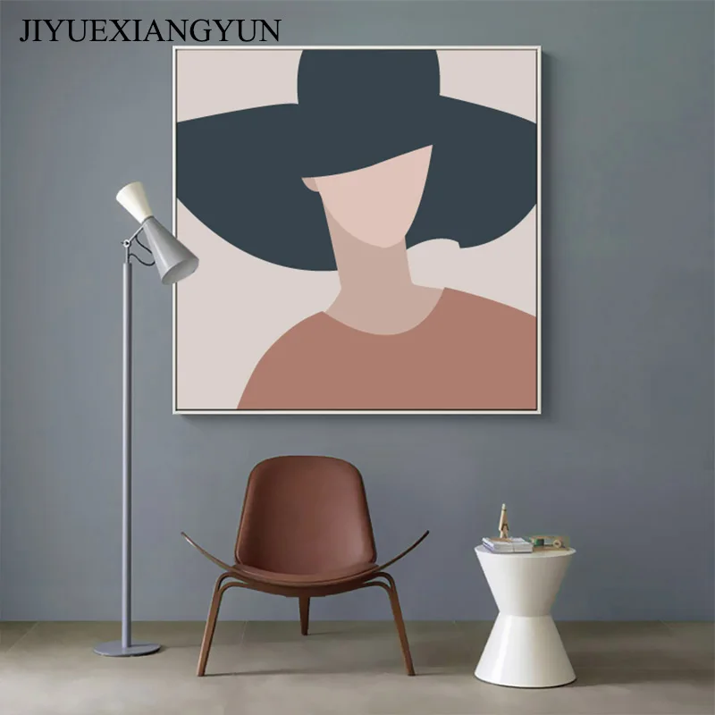 Скандинавский абстрактный модный настенный плакат с девушкой Минималистичная