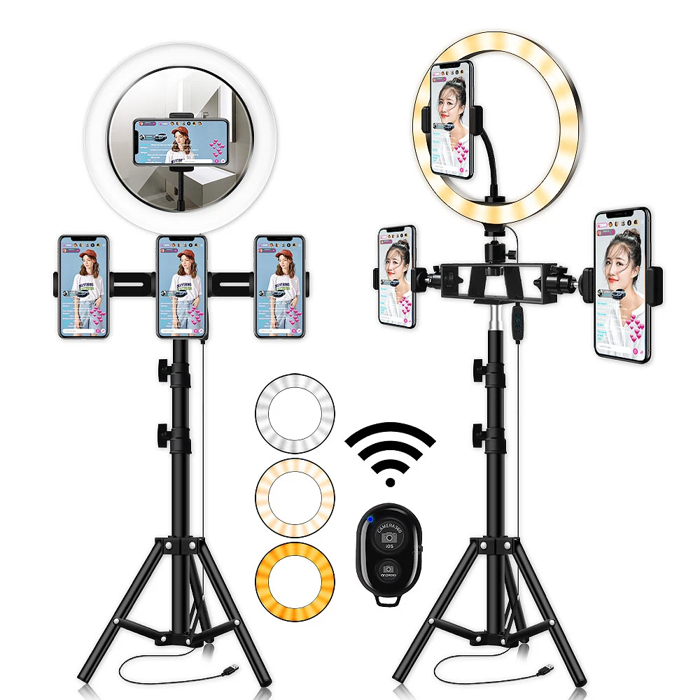 

10inch Led Ring Light Profissional Selfie Ringlight Makeup Lamp Video Studio with mirror Tripod 1.2M Stand For Youtube Tik Tok