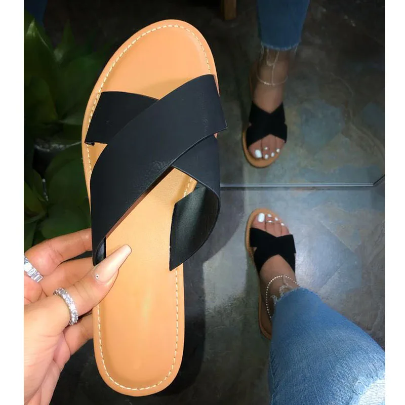 

Шлепанцы женские на платформе, уличные сандалии, плоская подошва, со стразами, модная обувь, лето