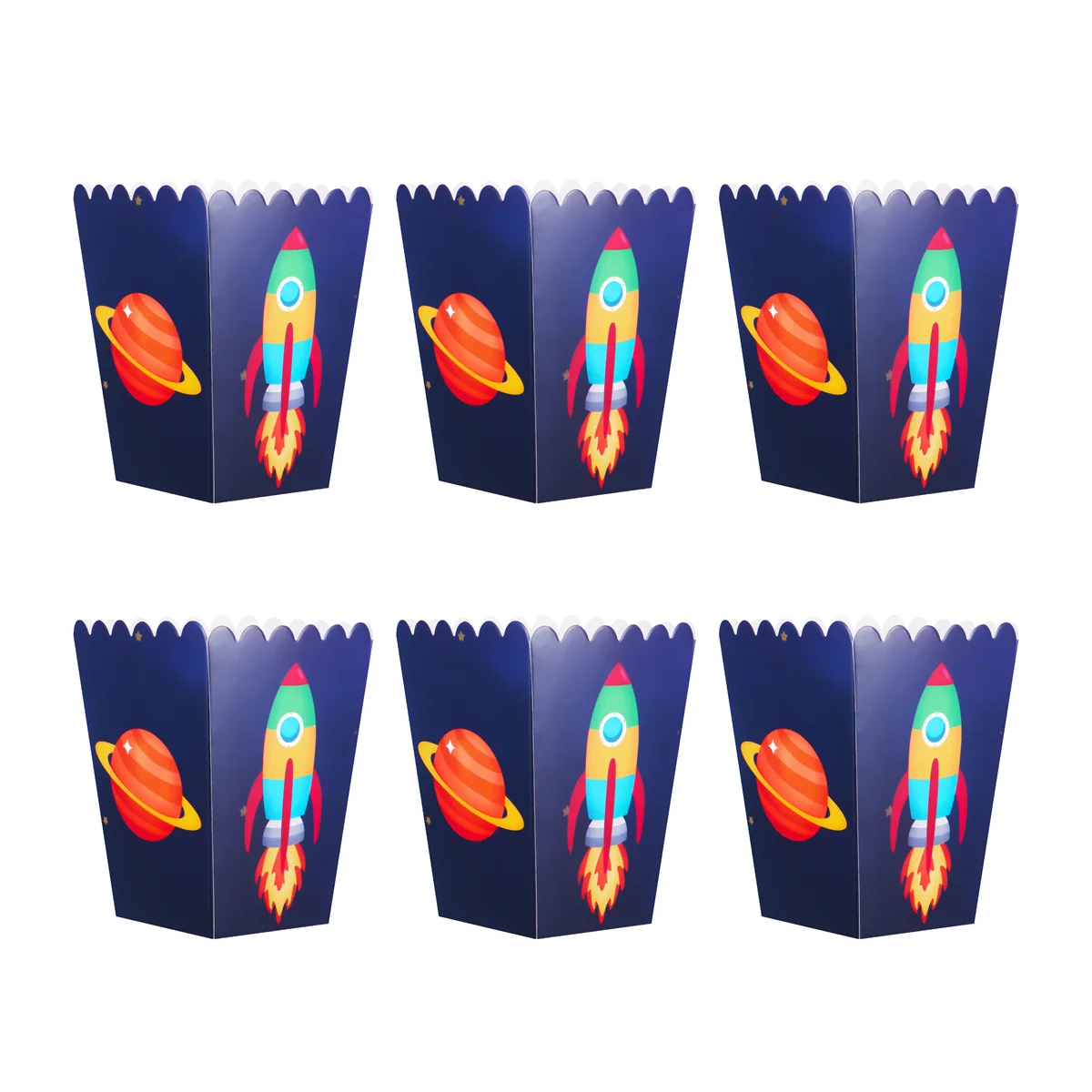 

16pcs Space Theme Popcorn Boxes Printing Party Treat Box Snack Container Birthday Party Supplies (8pcs in 1 Set)