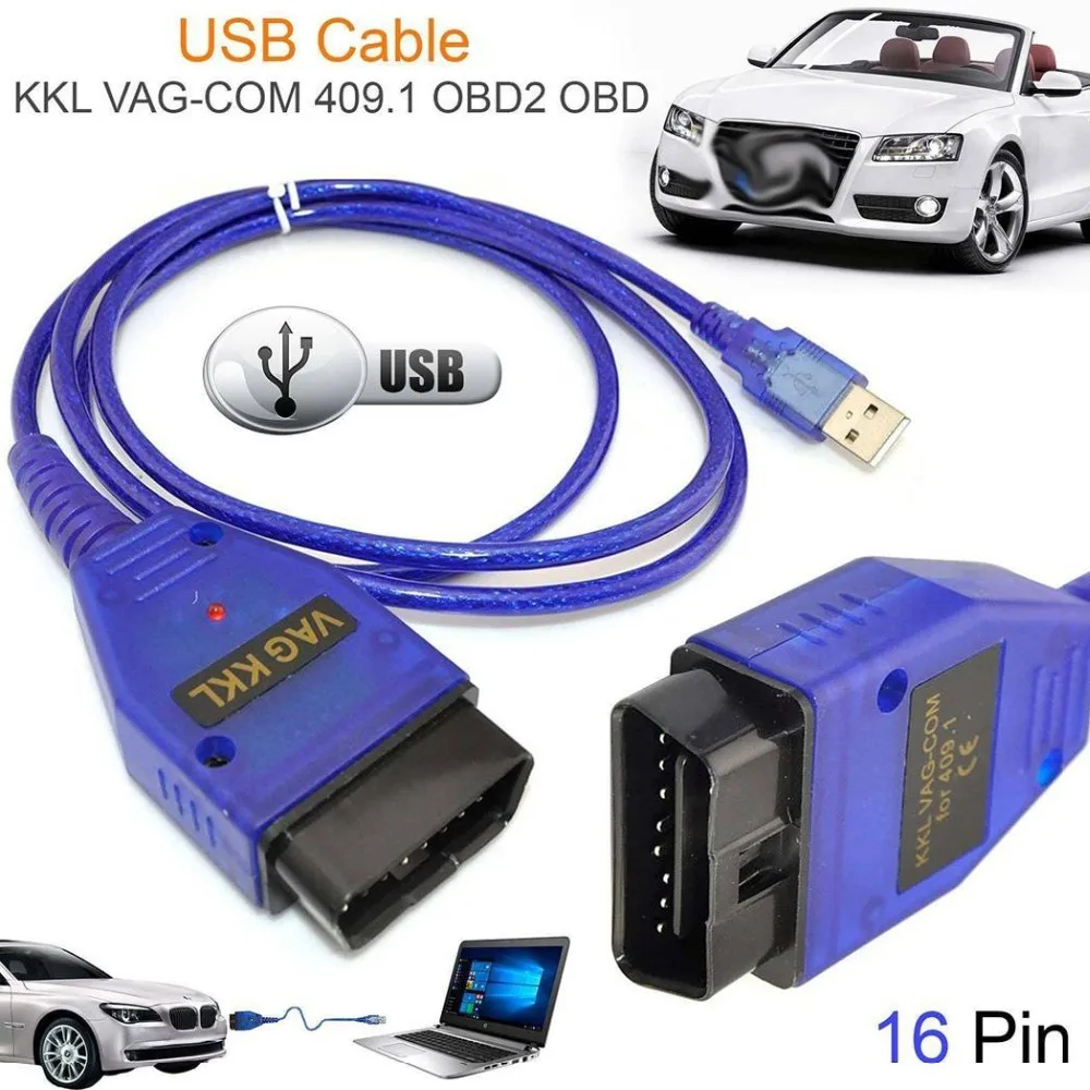 Автомобильный USB кабель KKL VAG-COM 409,1 OBD2 II OBD WINDOWS 98/ME/2000/NT и XP диагностический сканер для V W Audi Seat Volkswagen