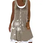 Женское платье с имитацией двух частей, однобортное платье-трапеция без рукавов с круглым вырезом для повседневной носки, летняя одежда для женщин 2021