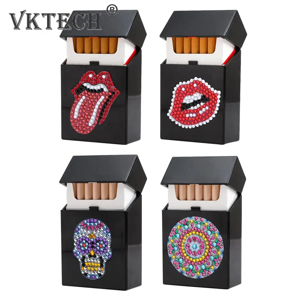 

Lips Skull Diamond Painting Cigarette Holder Case Handmade Kit Art DIY Mosaic Rhinestone Organizer Containers Crafts Gift