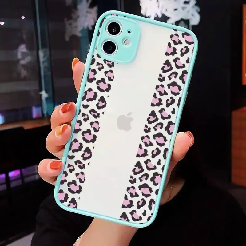

Leopard Print Colorful Phone Cases matte transparent For iphone 7 8 11 12 plus mini x xs xr pro max cover