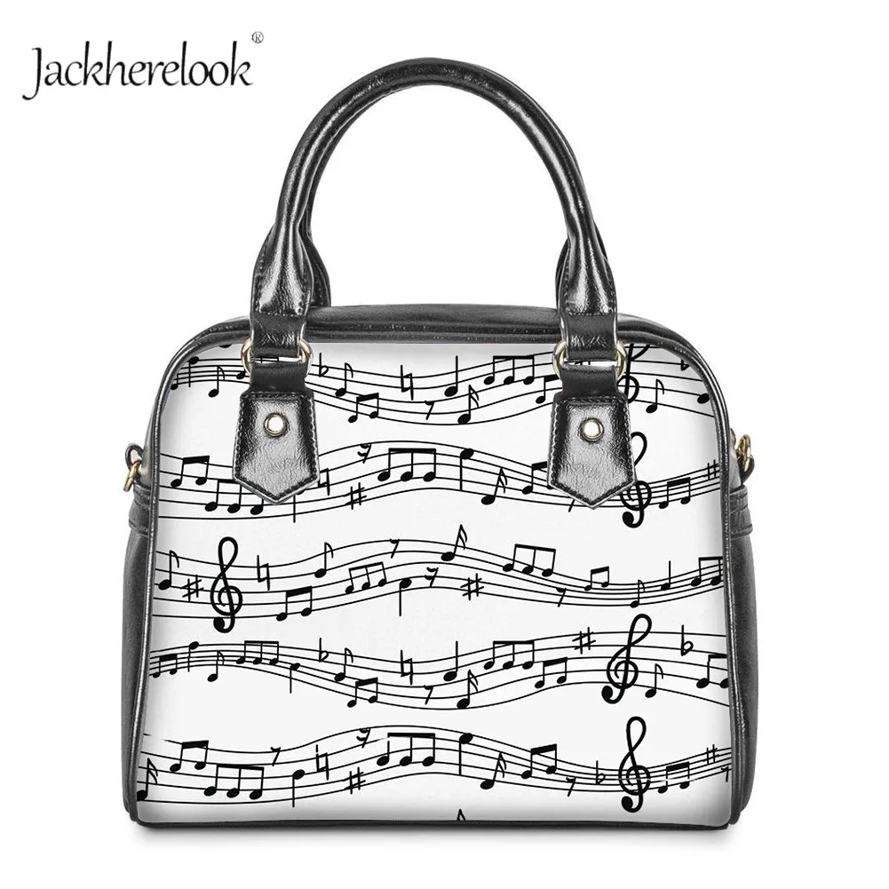 Jackhereluk белая ручная сумка с принтом музыкальных нот для дам тоут дизайном
