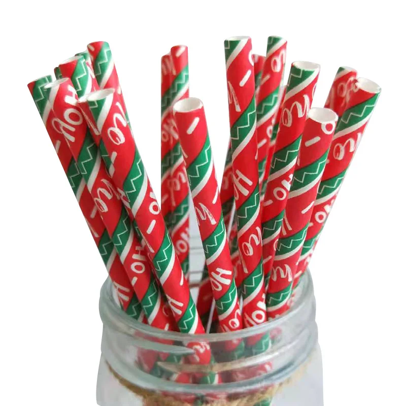

Biodegradable Kraft Paper Tubes Disposable Banquet Paper Straws Christmas Paper Straws 25 Pieces Merry Christmas Decorations