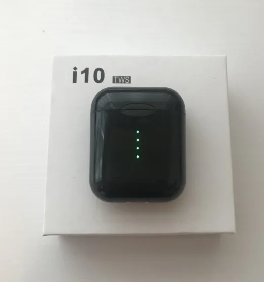 black i10 1:1 i110 tws i10 tws i10s tws сенсорные bluetooth наушники, беспроводная гарнитура, поддержка супер басов, Беспроводная зарядка - Цвет: black i10