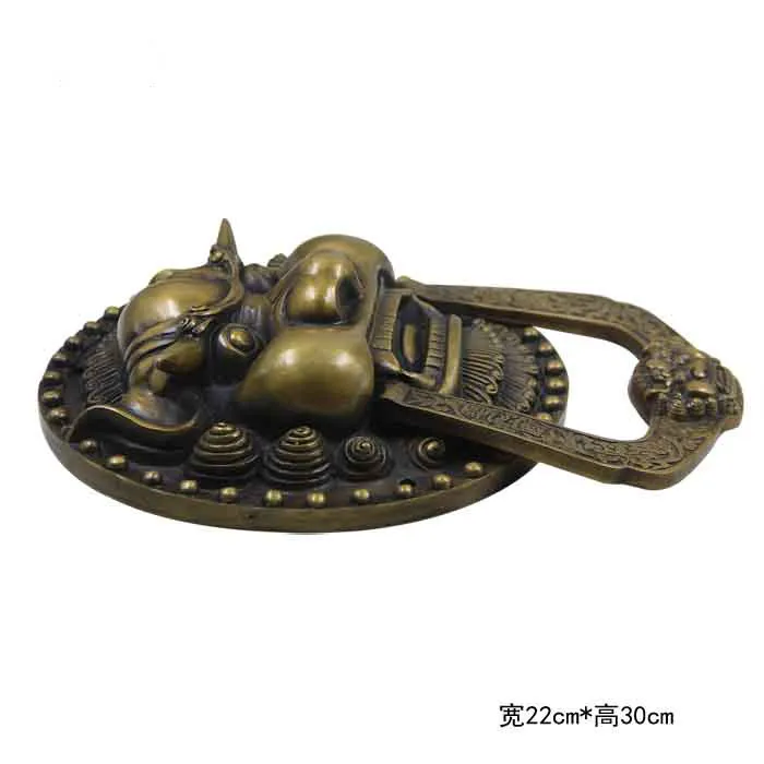 Классическая дверь из чистой меди ручка в виде зверя металлическое Крепление